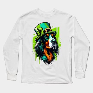 Gordon Setter in Festive Saint Patrick's Day Attire Long Sleeve T-Shirt